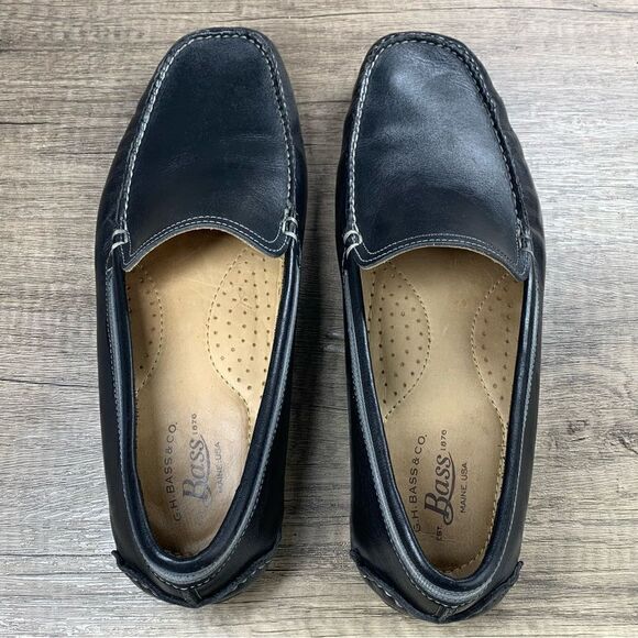 G.H. Bass~Men’s~”Wheldon Grosgrain”~Black Leather Driving Loafers~Size 10M‎